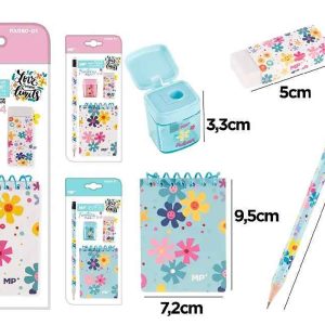 SET D'ECRETURE T.CRA+GOM+CRAY+CARNET 95*73MM ROSE