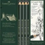 Crayons graphite Castell 9000 Jumbo, boîte métal de 5