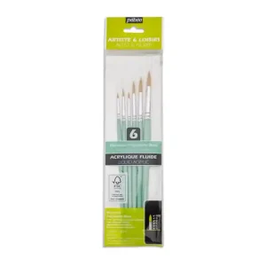 Set de 6 pinceaux polyamide doré