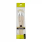 Set de 4 pinceaux manches longs en soies beau-blanc