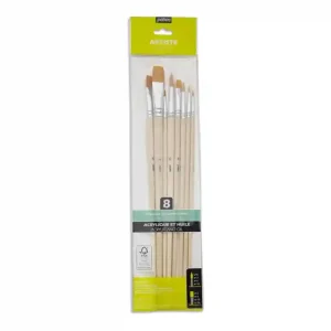 Set de 8 pinceaux polyamide doré Acrylique et Huile