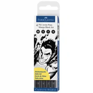 Pochette de 4 Feutres Pitt Manga Noirs