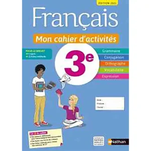 FRANCAIS MON CAHIER D'ACTIVITES 3°